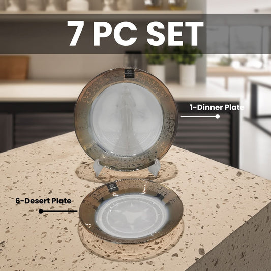 Vintage Gold Dessert Plate Set 7 PCS