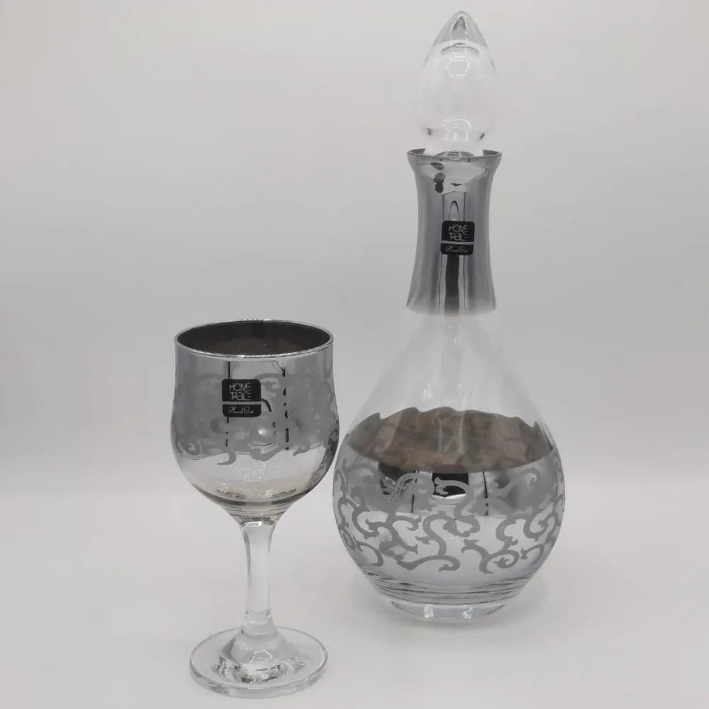 Glamorous Bistro Silver Carafe Set 7Pcs