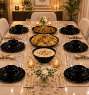 Royal Obsidian Black 26-Piece Dinnerware Set – Complete Full Dinner Set