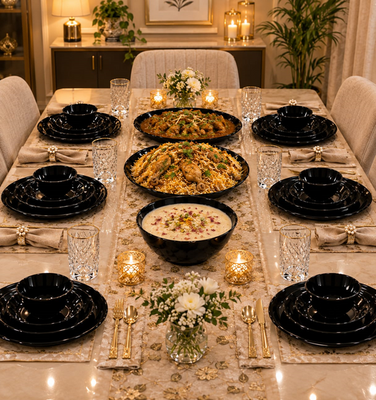Royal Obsidian Black 26-Piece Dinnerware Set – Complete Full Dinner Set