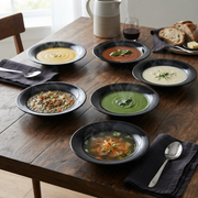 Opal Black Elegance – Set of 6 Full Size Soup Plates