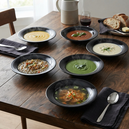 Royal Opal Black Set – 6-Piece Soup Plates
