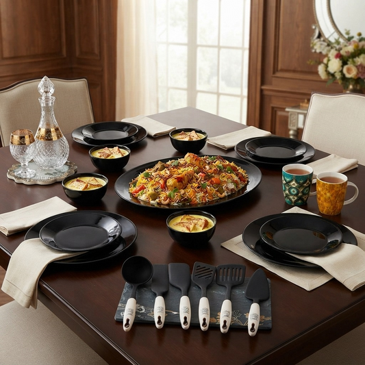 Royal Grand Dining & Cooking Collection – 34-Piece Deluxe Dinnerware, Glassware & Spoons Set
