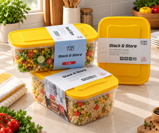 H&T Storage Rectangular Box 3Pc Set(1.5Ltr*3)