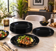 Opal Black Elegance – Set of 6 Full Size Dinner Plates