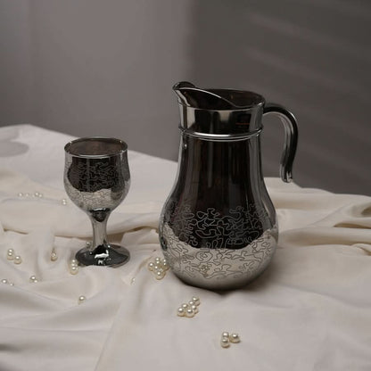 Stylish Printed Nova Silver Jug glass set with WINE glass-7 PC (Glassware)