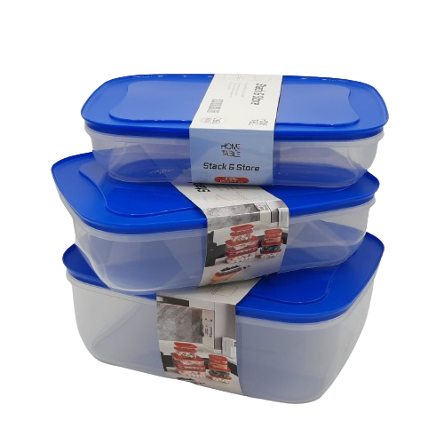 H&T Storage Square Box 3Pc Set (2.65+3.45+5 Ltr)