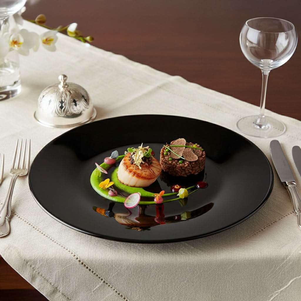 Opal Black Dessert Plate