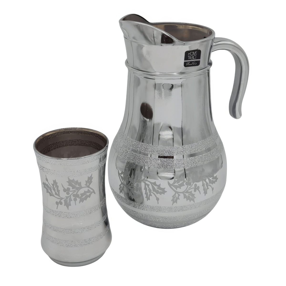 Linen Leaf Jug glass set with HB glass-7 PC (Glassware)