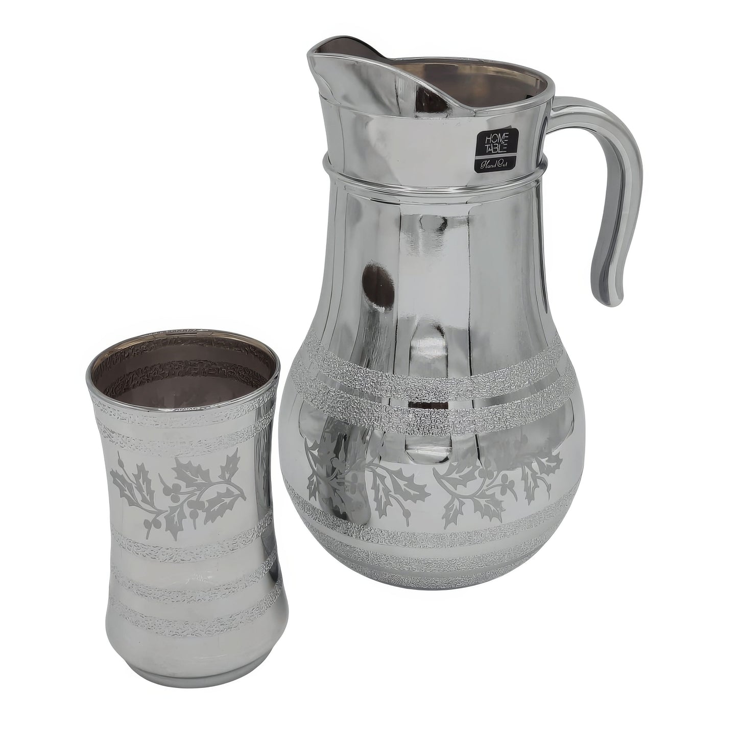 Linen Leaf Jug glass set with HB glass-7 PC (Glassware)