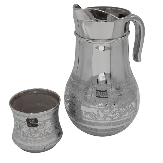 Silversage Stream Jug Glass Set with DOF glass-7 PC (Glassware)
