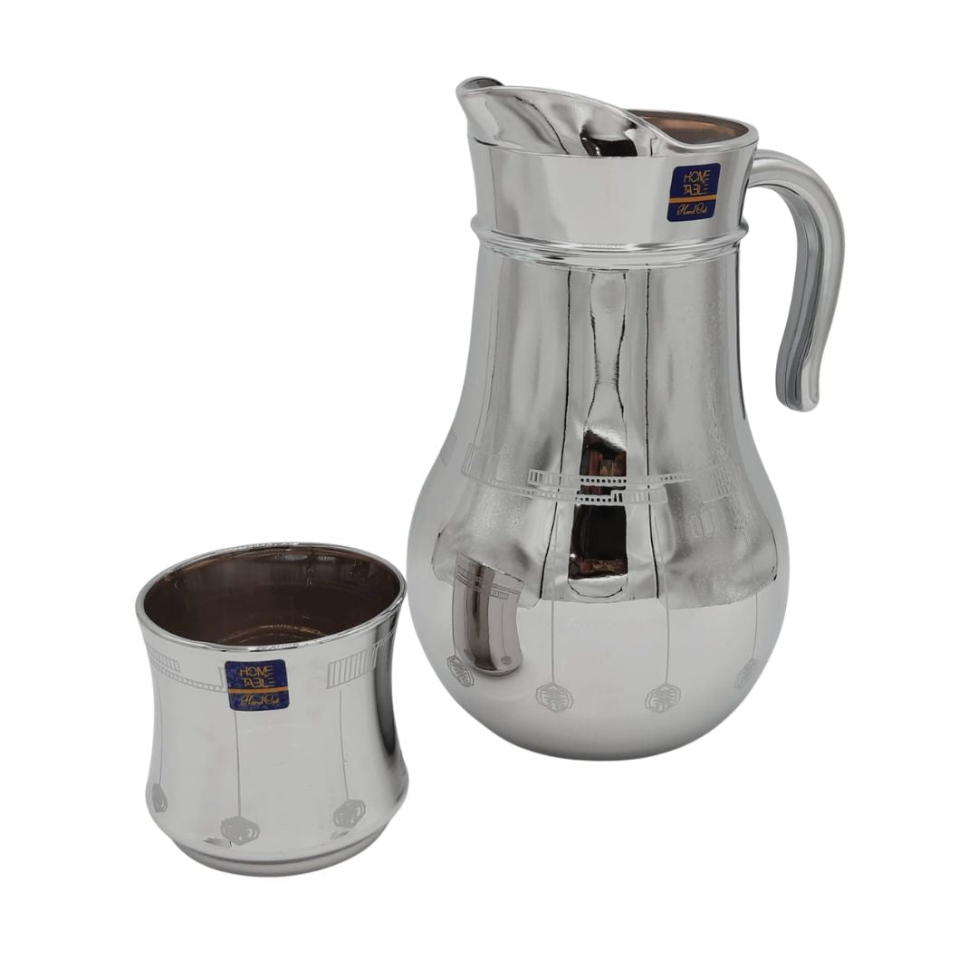 Unique Design Printed Silver Jug And Glass Set (Glass)