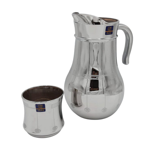 Unique Design Printed Silver Jug And Glass Set (Glass)