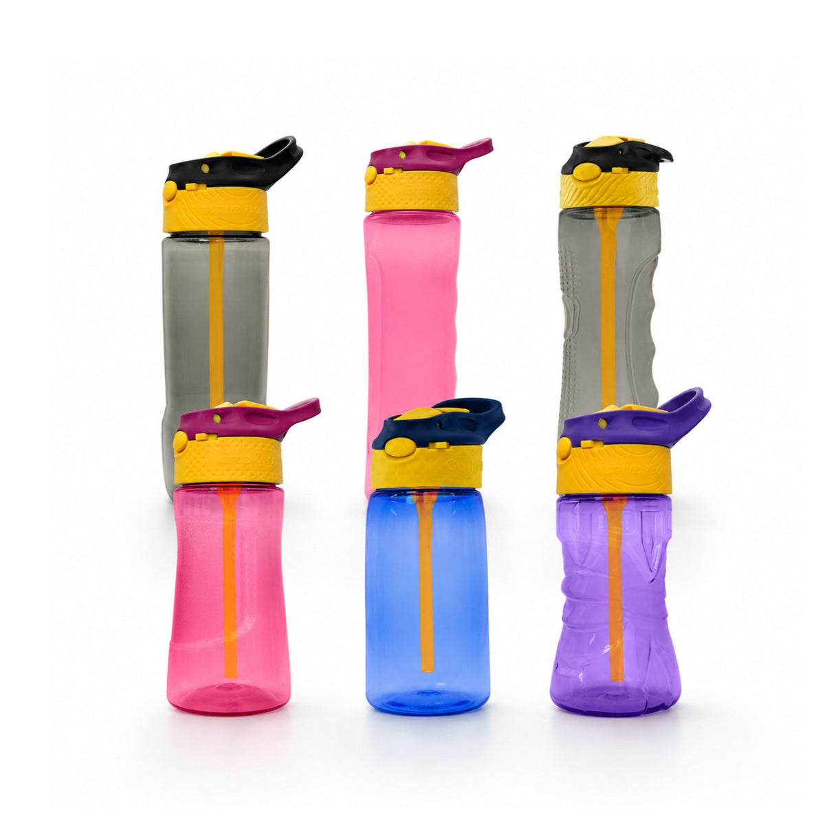 Vibrant Hydration Pack – 6-Piece Multi-Color Sports Bottles (750ml, 650ml, 480ml)