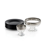Royal Opal & Crystal Combo – 6-Piece Dinner Plates + 7-Piece Ice Cream Set