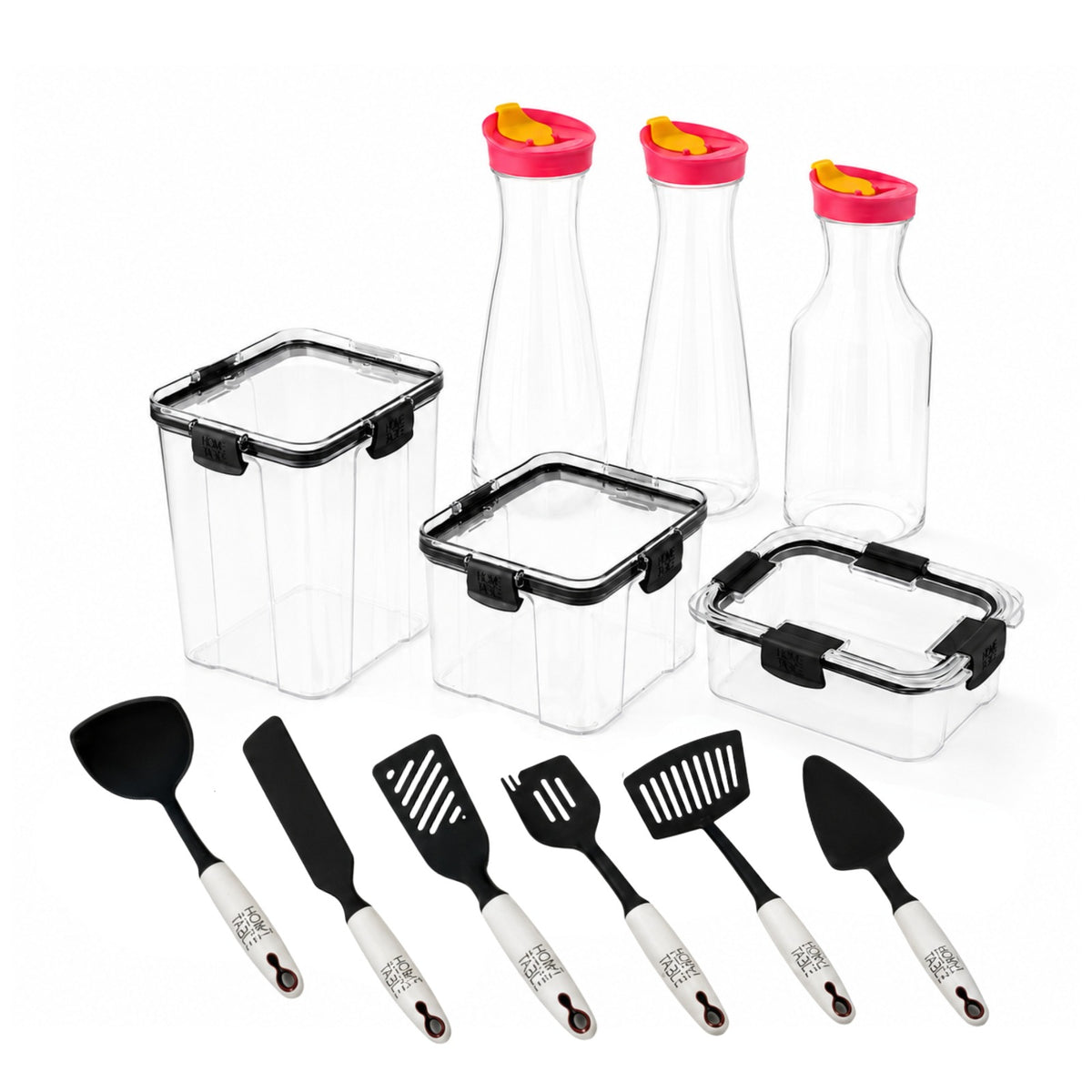 Master Kitchen Prep & Storage Set – 6 Spoons, 3 Airtight Storage Containers & 3 Fridge Bottles