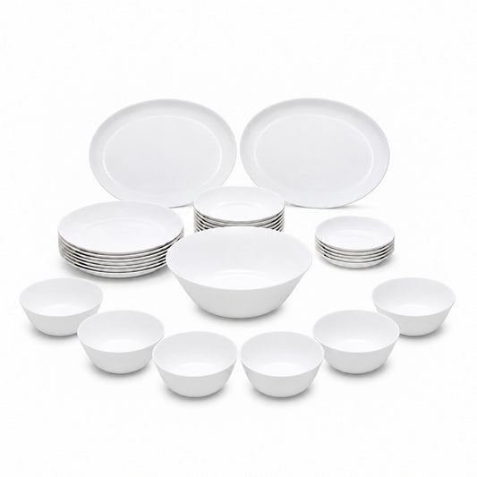 Royal Obsidian White 27-Piece Dinnerware Set – Complete Full Dinner Set