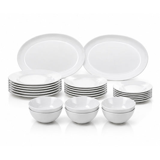 Royal Obsidian White 26-Piece Dinnerware Set – Complete Full Dinner Set