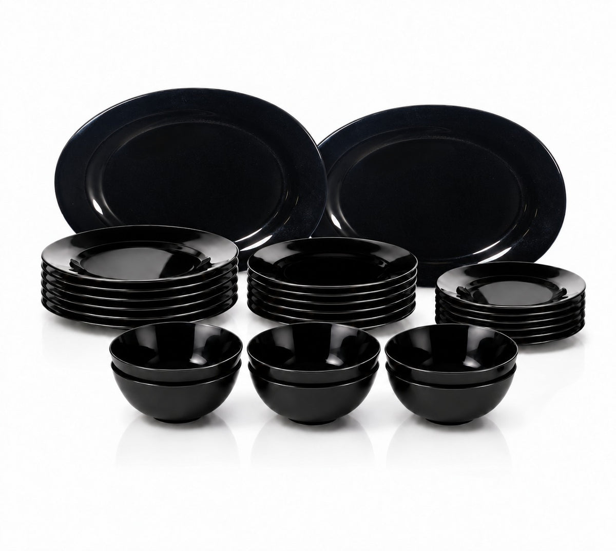Royal Obsidian Black 26-Piece Dinnerware Set – Complete Full Dinner Set
