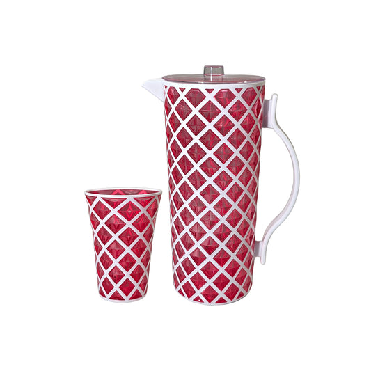 Diamond Cut Double Colour White+Red Water set 7pc
