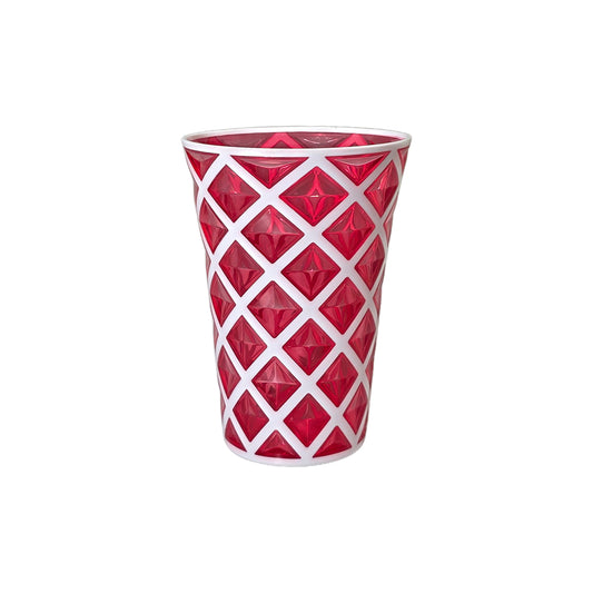 Diamond Cut Double Colour White+Red Glass 380 ML