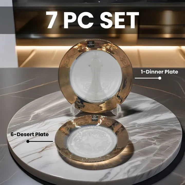 Vintage Gold Dessert Plate Set 7 PCS