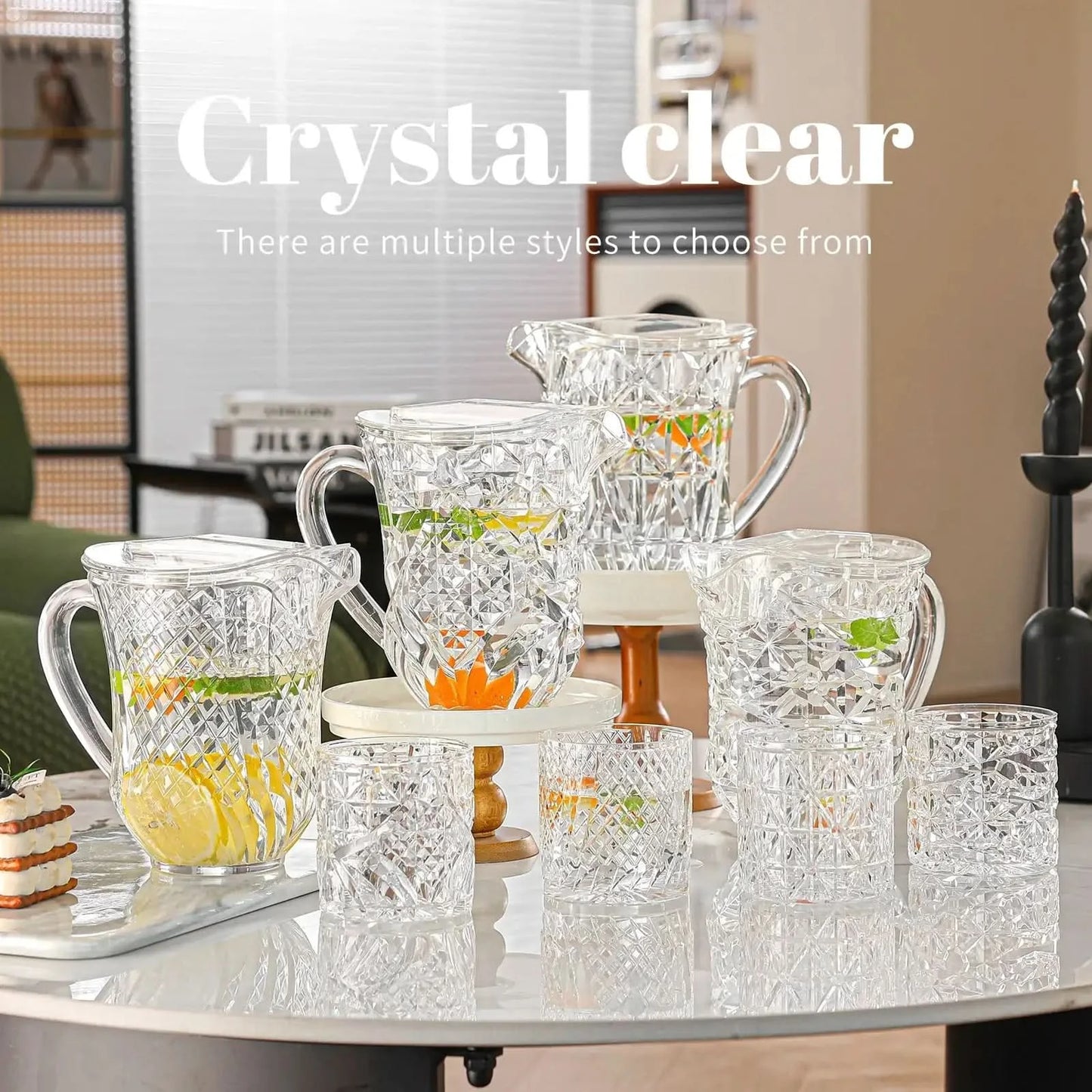 Acrylic Classic Crest Water Set 7pc (glass 330ml & jug 1300ml)