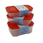 H&T Storage Rectangular Box 3Pc Set (0.8+1+1.5 Ltr)