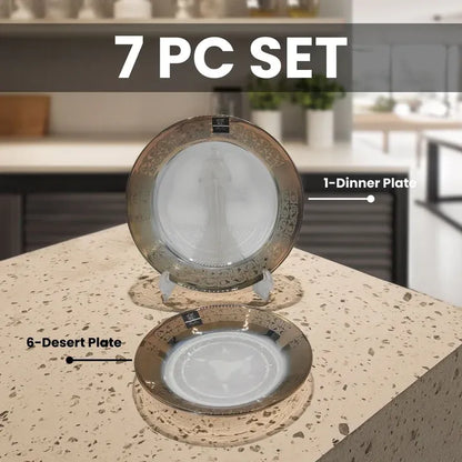 Vintage Gold Dessert Plate Set 7 PCS