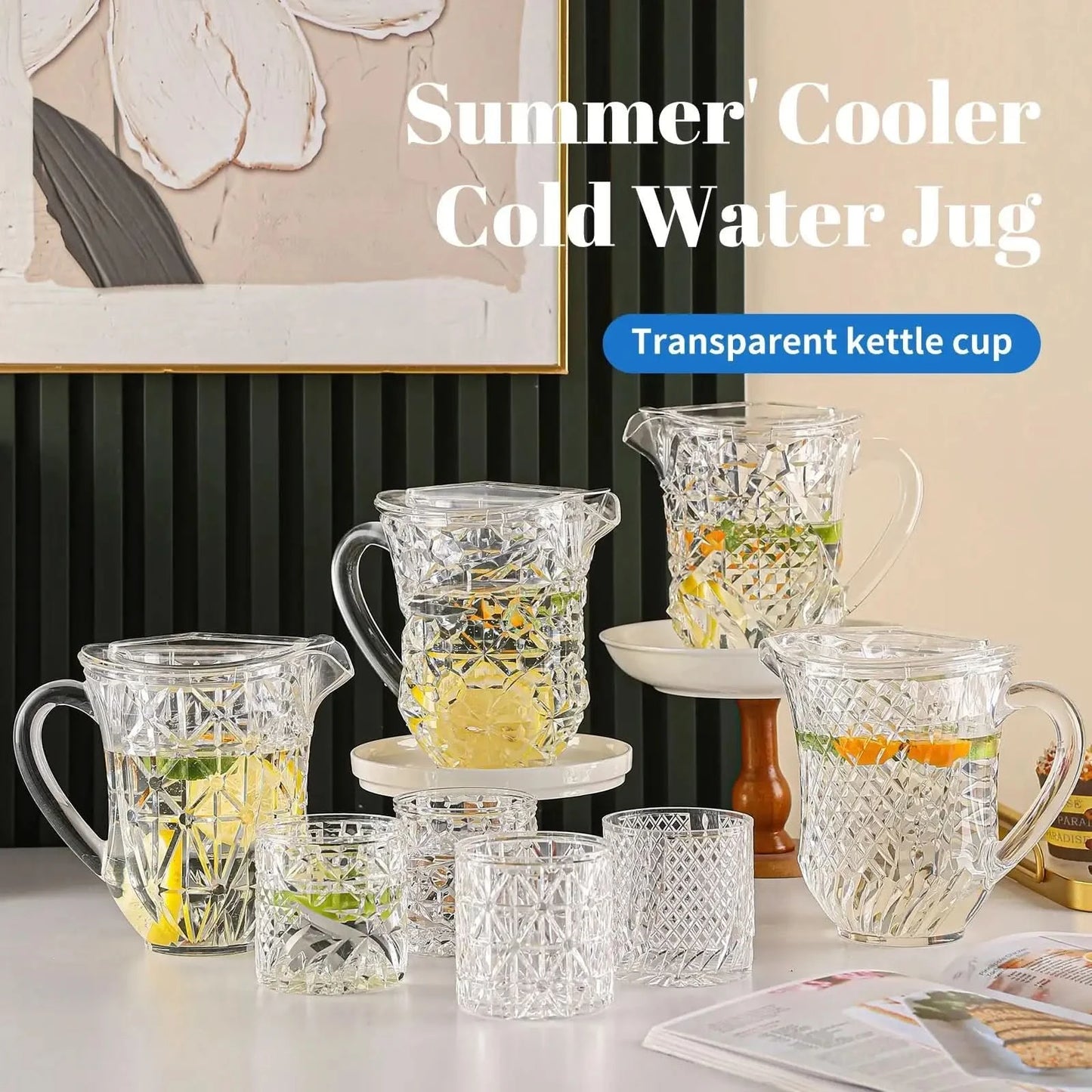 Acrylic Regal Bloom Water Set 7pc (glass 330ml & jug 1300ml)