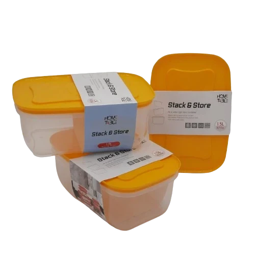 H&T Storage Rectangular Box 3Pc Set(1.5Ltr*3)