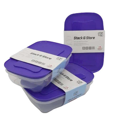 H&T Storage Rectangular Box 3Pc Set(1Ltr*3)