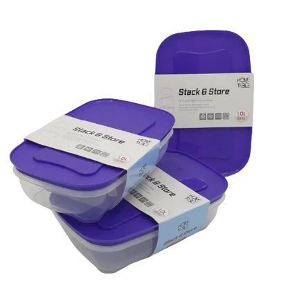 H&T Storage Rectangular Box 3Pc Set(1Ltr*3)