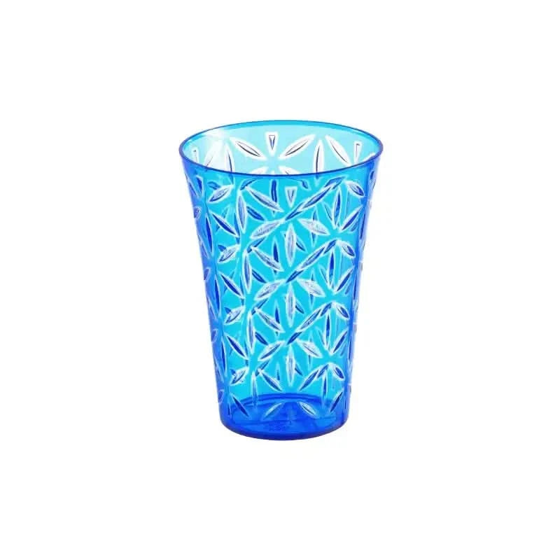 Flower Cut Double Dolour Dhite+Blue Glass 380 ML