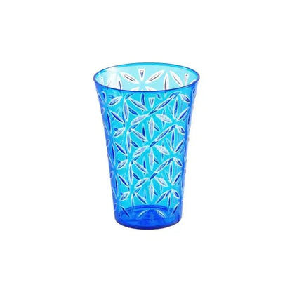 Flower Cut Double Dolour Dhite+Blue Glass 380 ML
