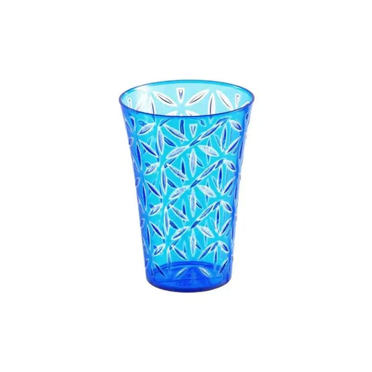 Flower Cut Double Dolour Dhite+Blue Glass 380 ML