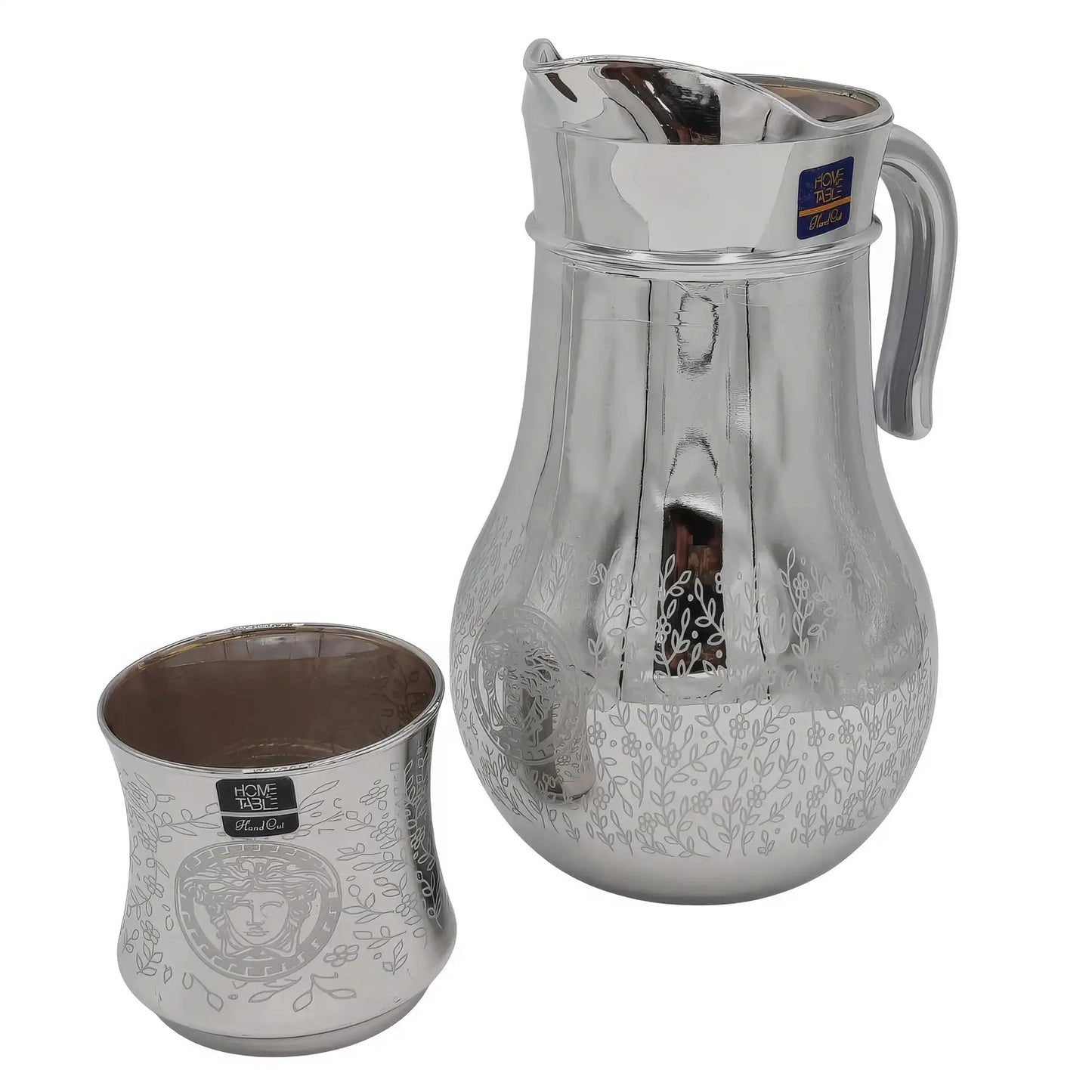 Flower And Leaves Silver Jug glass set with DOF glass (Glassware)
