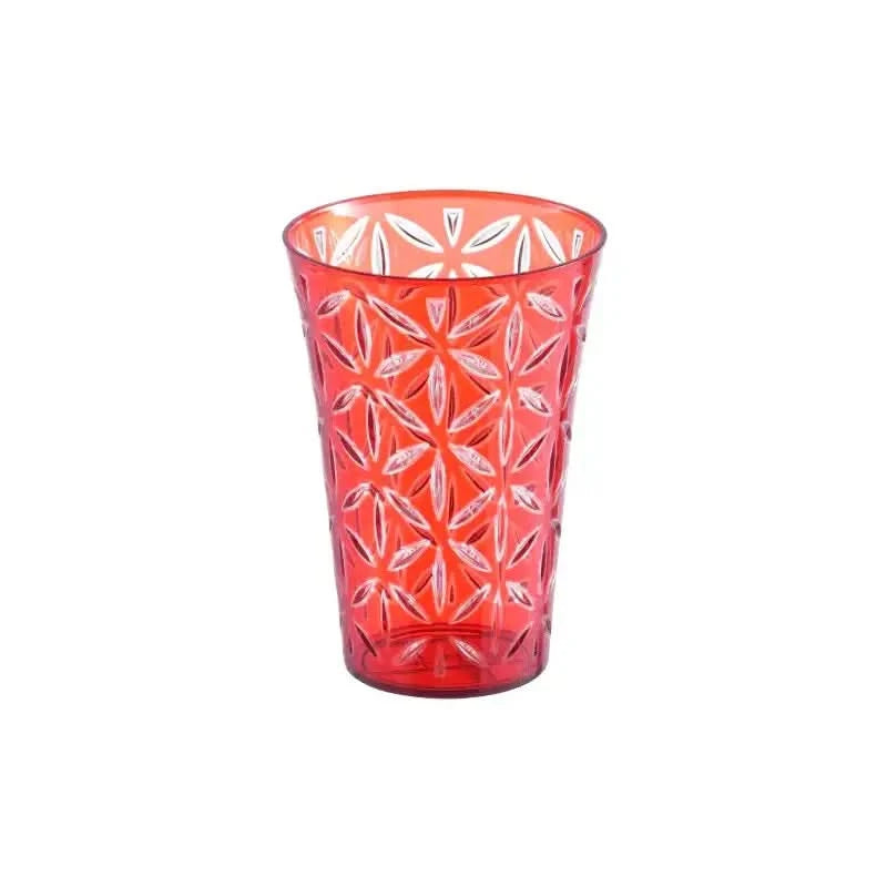 Flower Cut Double Colour White+Red Glass 380 ML