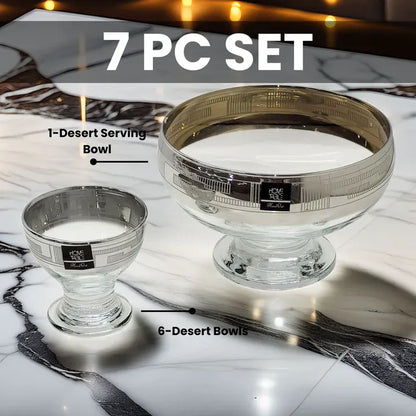 enezia Silver Opulence Dessert Set – 7 Pcs