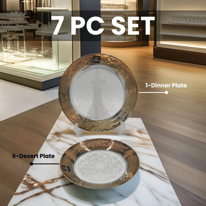 Vintage Gold Dessert Plate Set 7 PCS