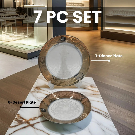 Vintage Gold Dessert Plate Set 7 PCS
