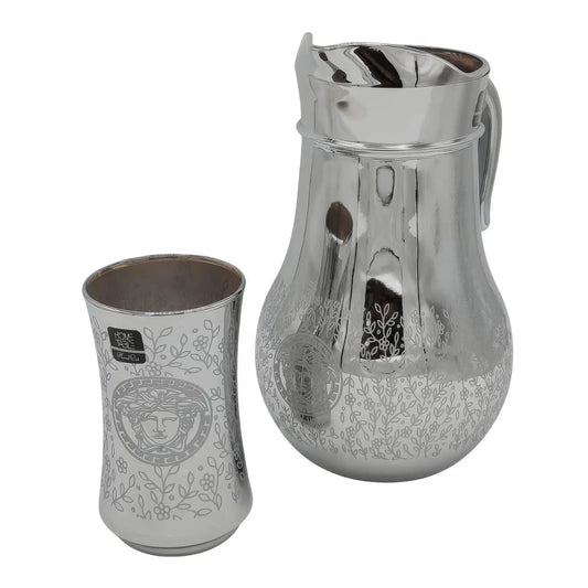 Flower And Leaves Silver Jug glass set with HB glass-7 PC (Glassware)