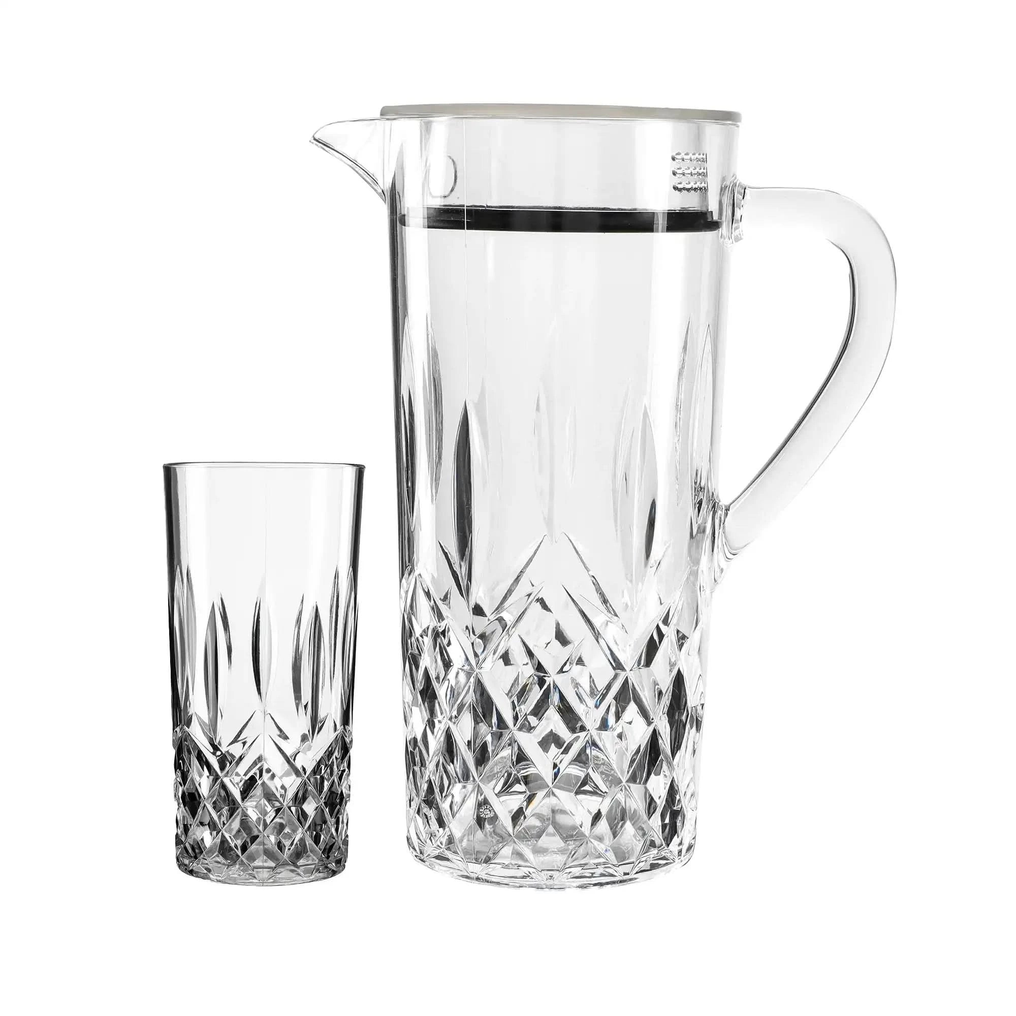 Acrylic Spearhead Cut Water Set 7 Pc (Hb Glass)