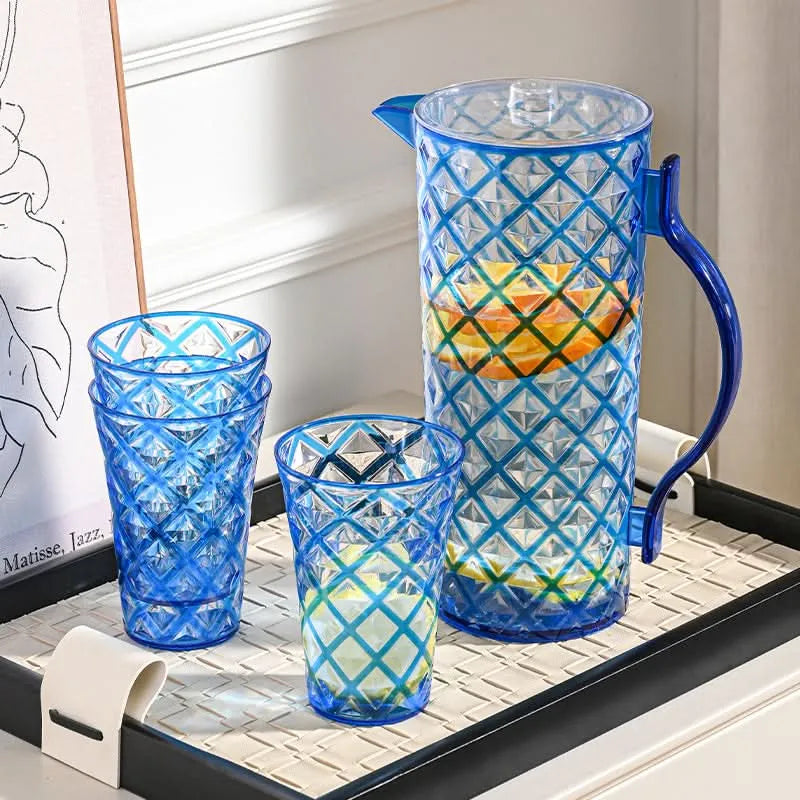 Diamond Cut Double Colour White+Blue Glass 380 ML