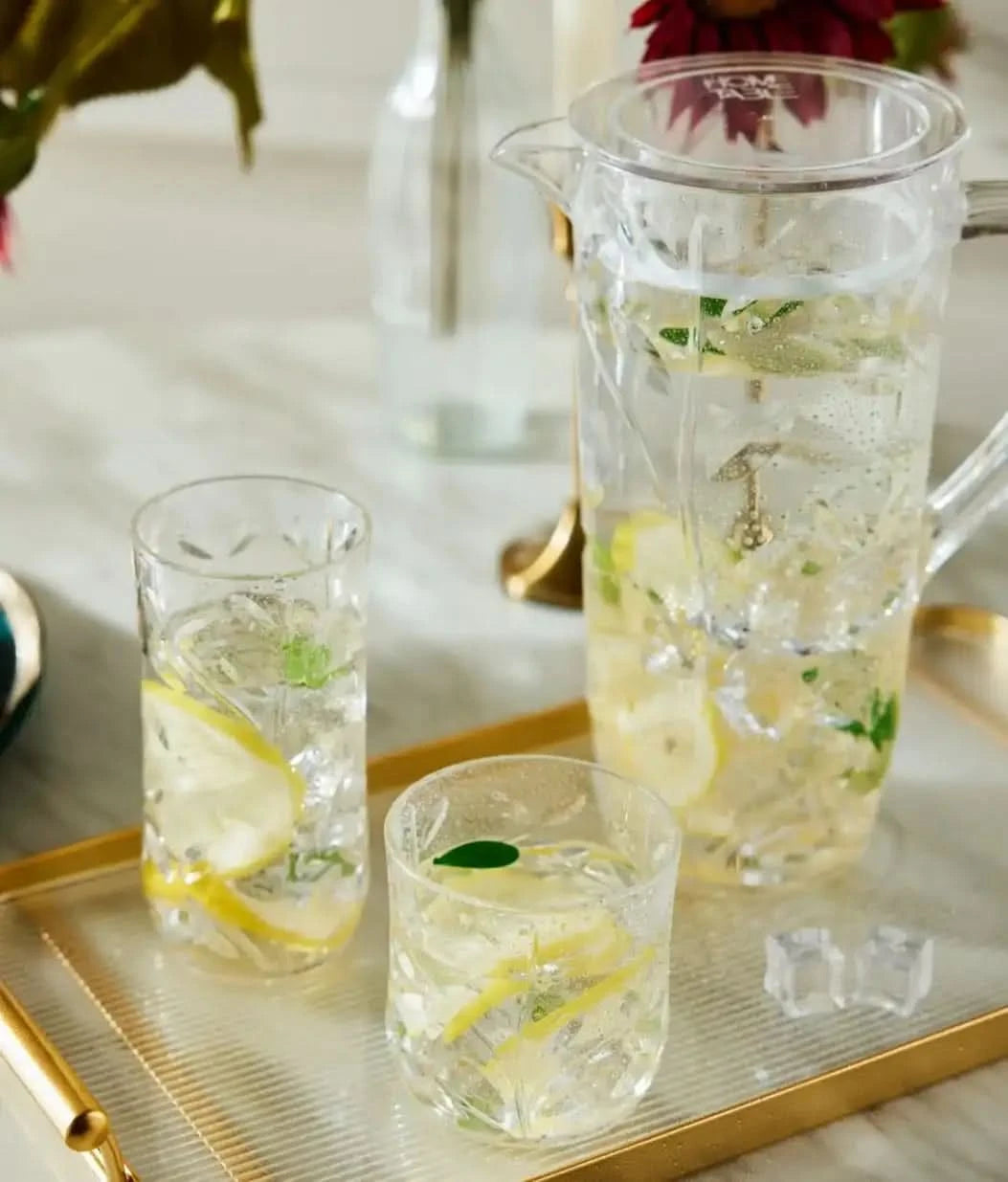 Acrylic Leaves Cut Water Set 7 Pc (Hb Glass)