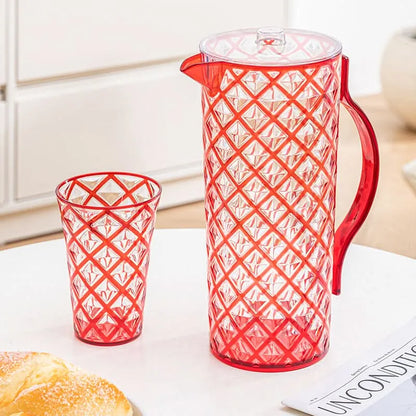 Diamond Cut Double Colour White+Red Jug 1.8L