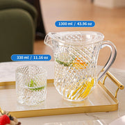 Acrylic Diamond Net Water Set 7pc (glass 330ml & jug 1300ml)