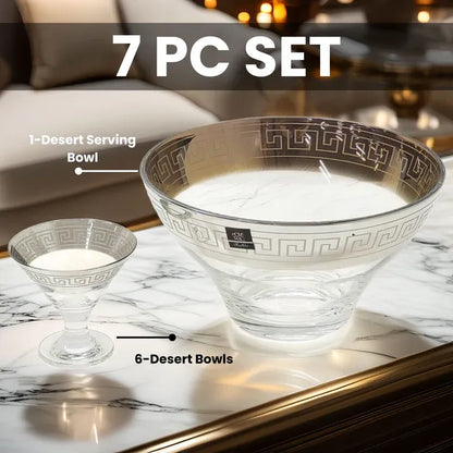 Venezia Golden Crystal Ice Cream Set – 7 Pcs