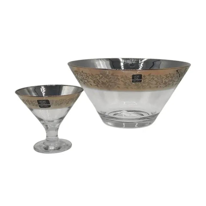 Elegant Venezia Golden Ice Cream Set 7Pc (Glass)