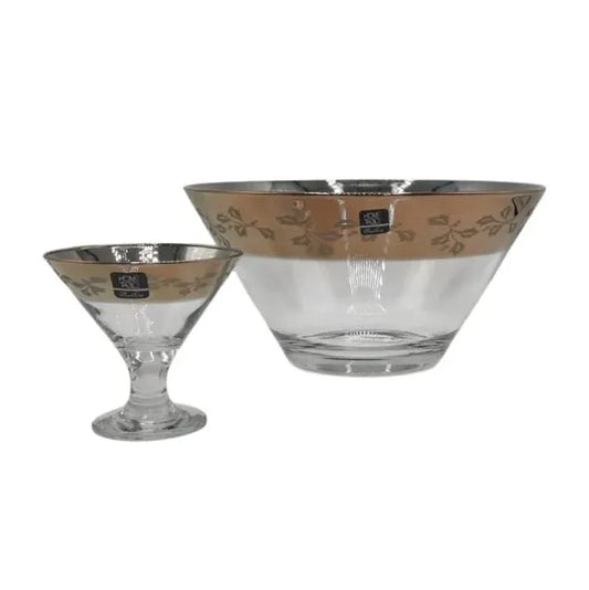 Fashionable Venezia Golden Ice Cream Set 7Pc (Glass)